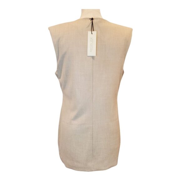 NWT RACHEL ZOE SZ 6 Basket Weave Long Vest With Gold Tone Buttons Tan Beige - Picture 6 of 9